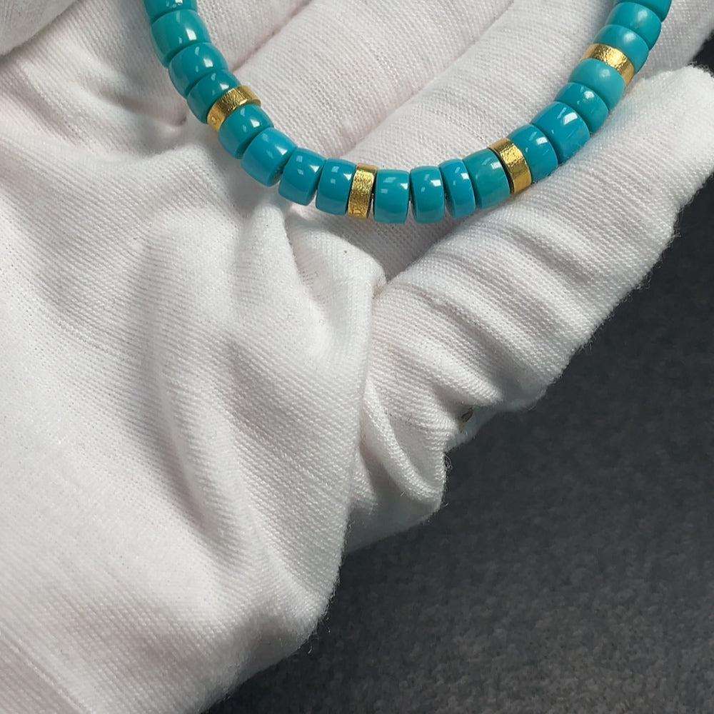 Turquoise Bracelet Total Weight Approx. 13.33g Size 6.2mm 18K Color Origin Undetermined