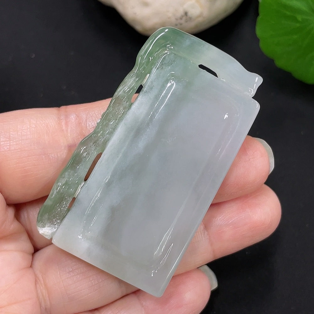Jadeite Landscape Pendant, Total Weight Approximately 25.5g