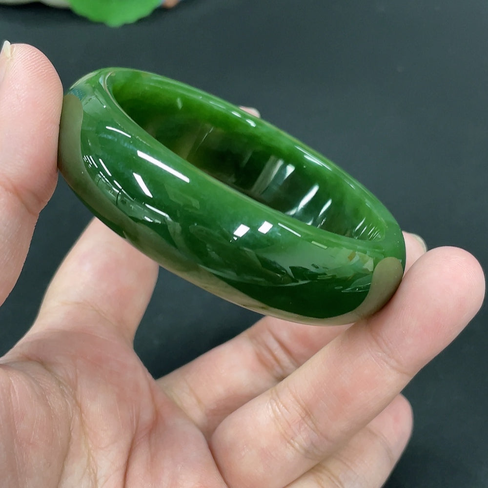 Hetian Jade Green Jade Round Bracelet Size 58.5 Total Weight Approx. 70.4g