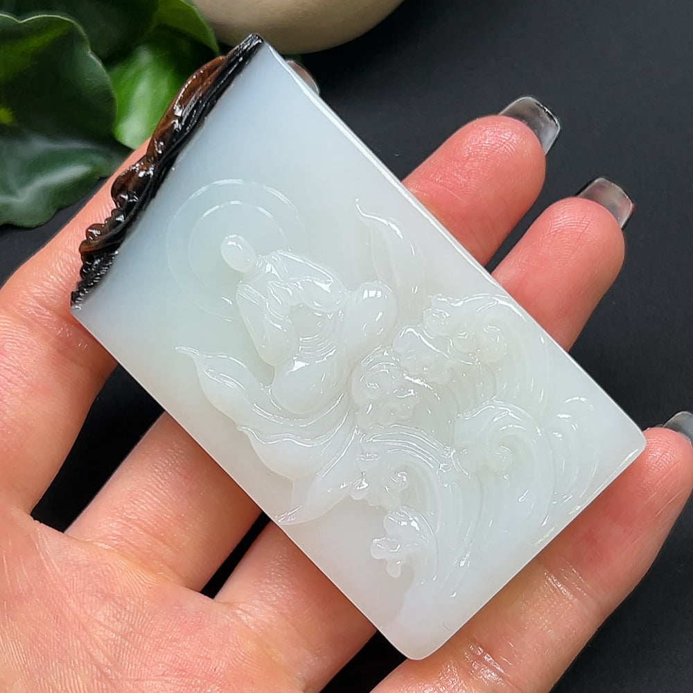 Hetian Jade Enlightenment Pendant Total Weight Approx.90g