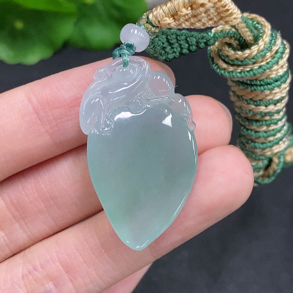 Jadeite Auspicious Monkey Offering Longevity Pendant