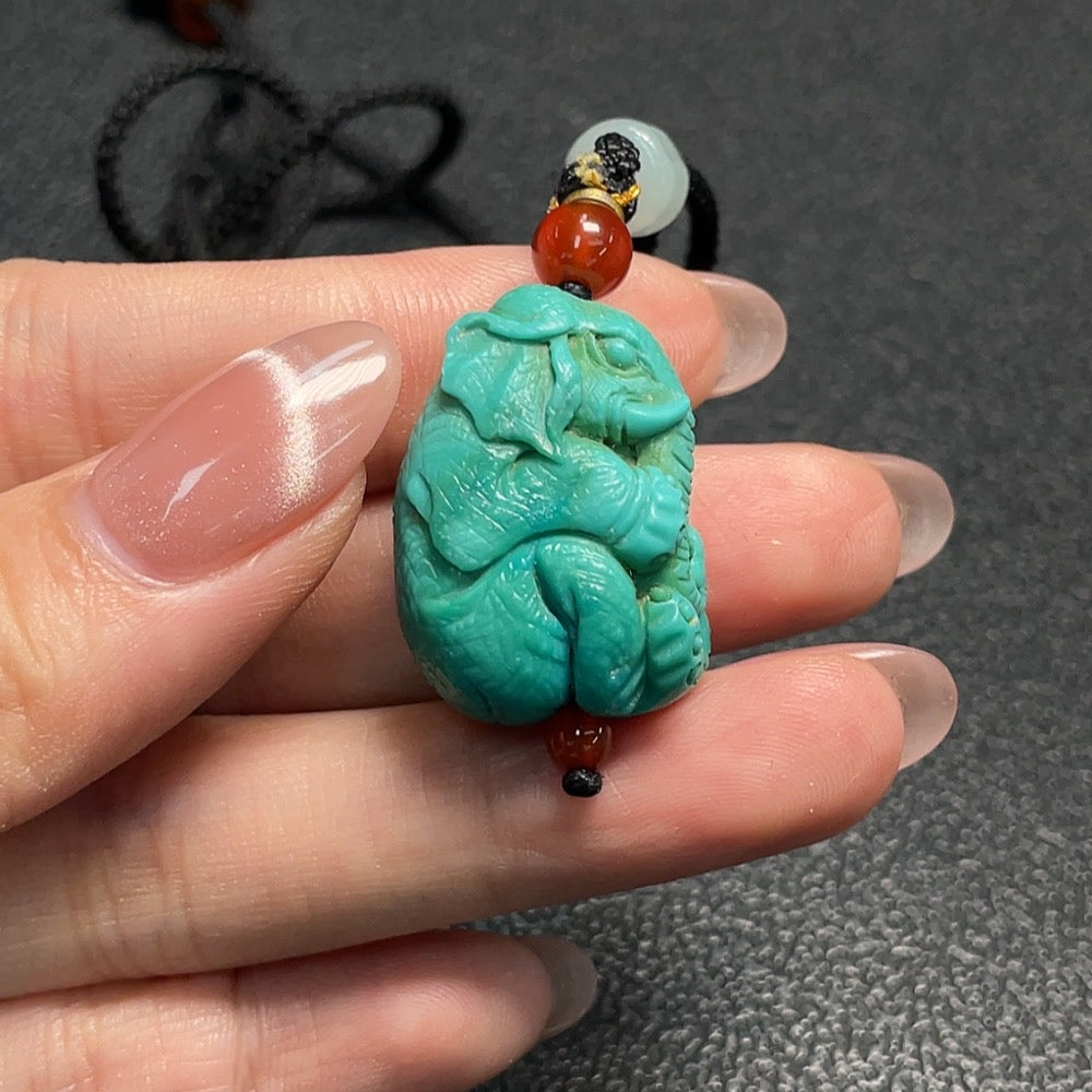 Turquoise Pendant, Total Weight Including Cord Approx. 12.91g, Non-Natural Accent Stones Considered
