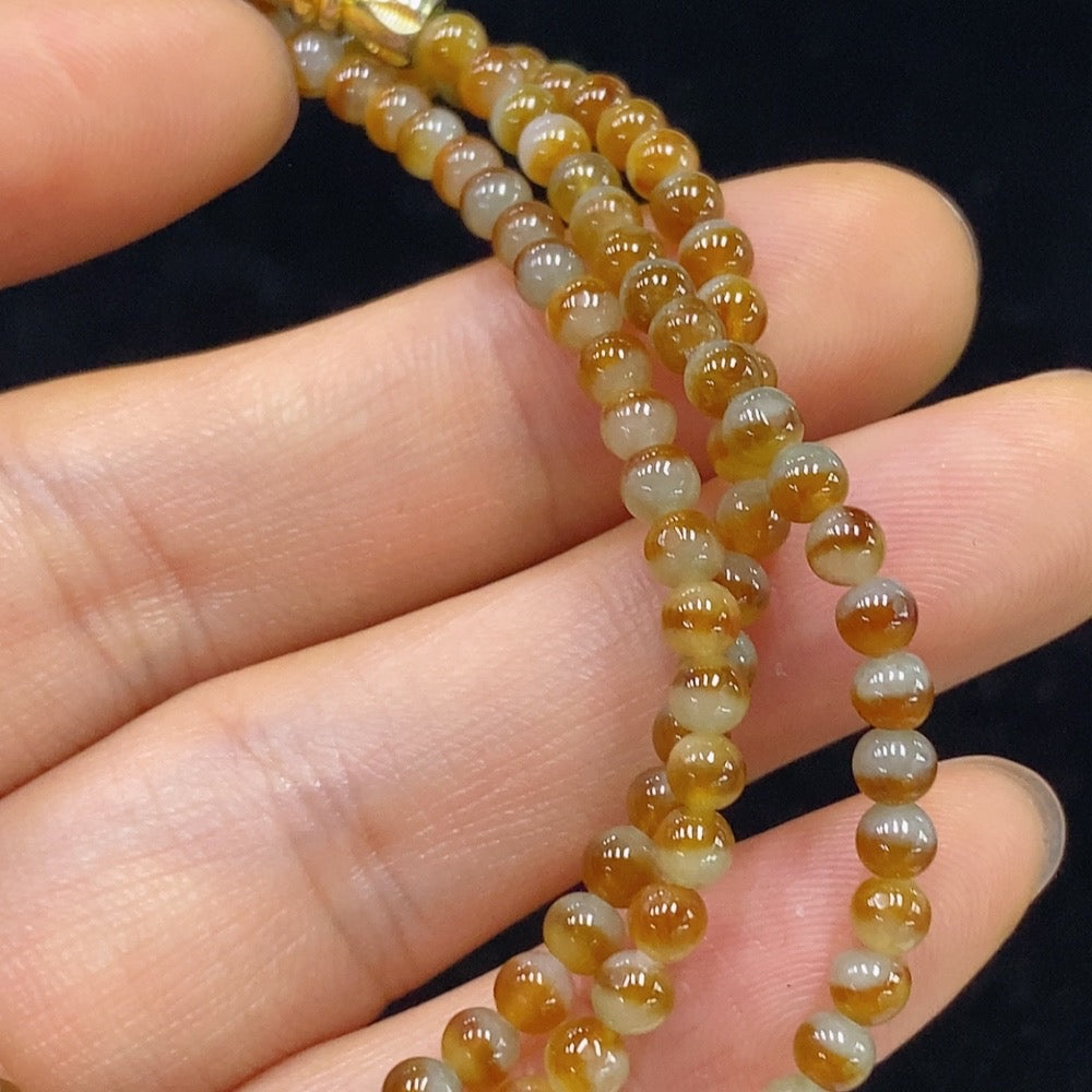 Jadeite Bead Necklace . 3.5mm . (Non- Inlaid) | Huiliu Certified