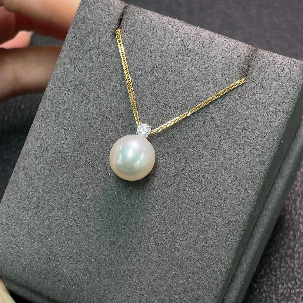 18K Saltwater Pearl Necklace Non-Diamond Total Weight Approx. 3.71g Size About 9.9mm
