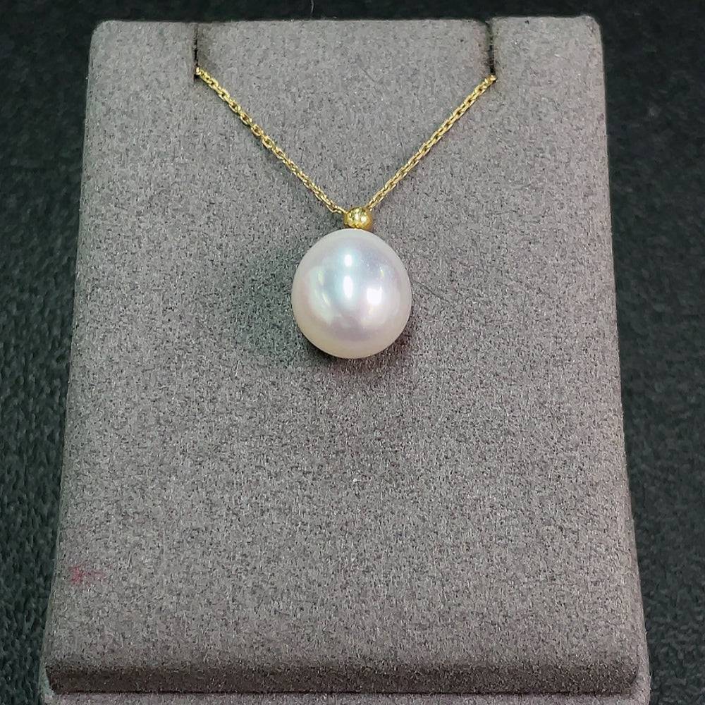 Huiliu certified saltwater pearl necklace featuring 11.6mm lustrous white pearls on a delicate strand.
