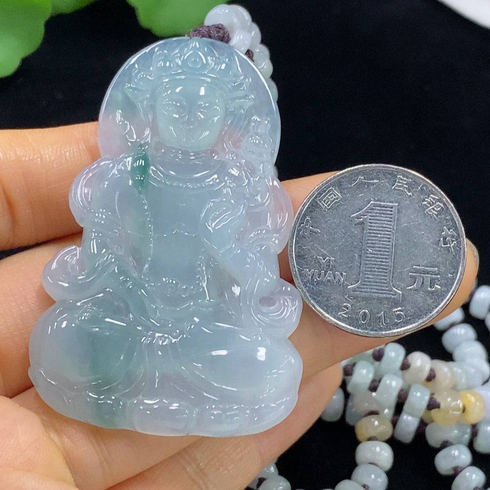 Huiliu Jadeite Tara pendant featuring vibrant green jade, intricately carved and polished for a smooth, elegant finish.