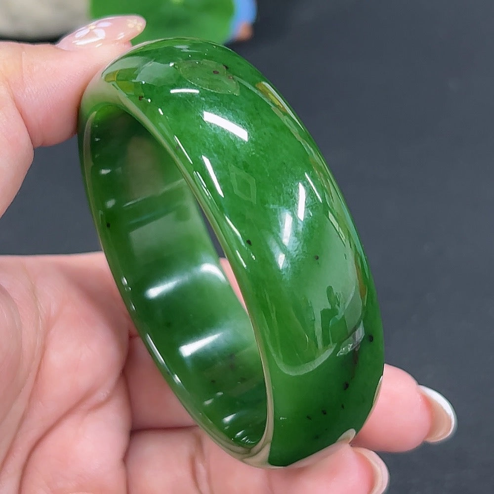 Hetian Jade Jasper Round Bracelet Size 60.2 Total Weight Approx. 81.7g