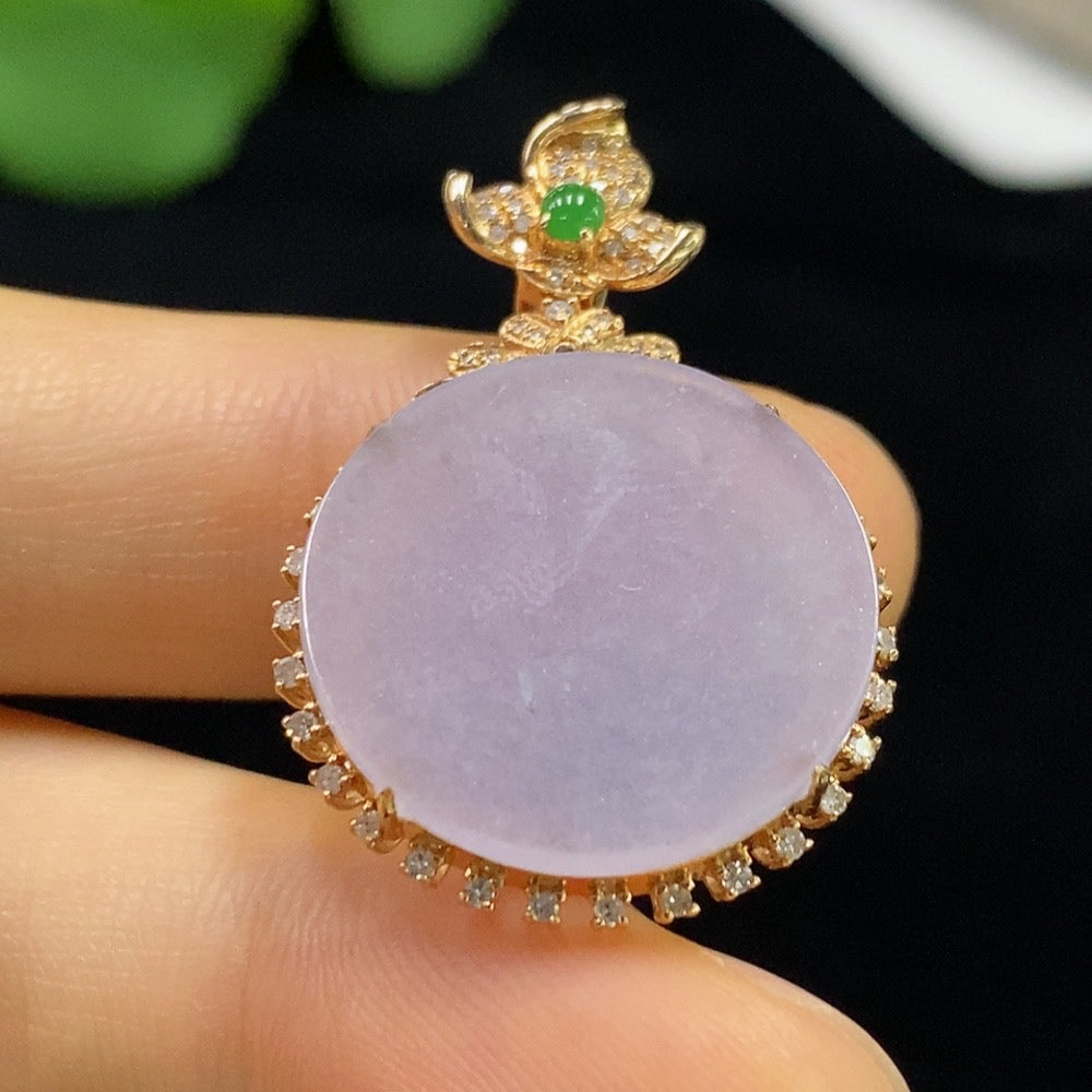 Jadeite Plain Pendant with Diamond Accents, . | Huiliu Certified