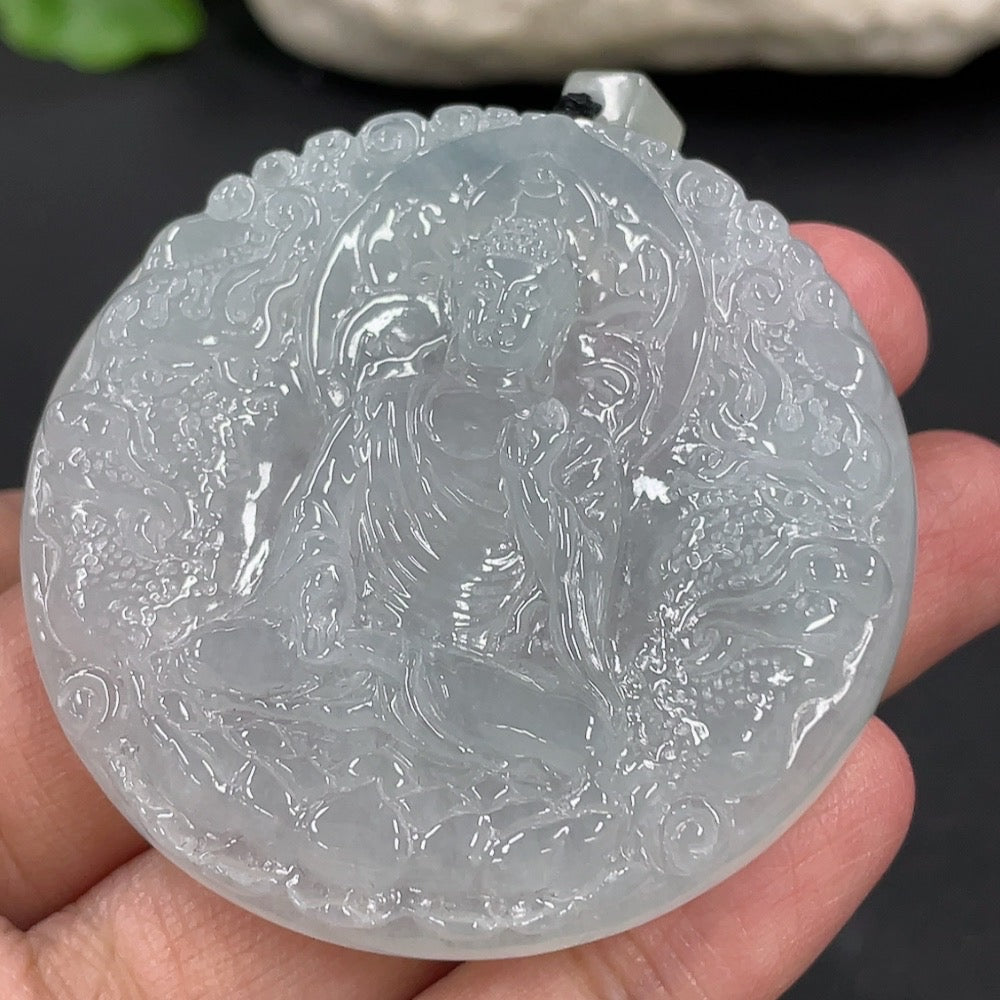 Jadeite Pendant Buddha Amulet . with Rope | Huiliu Certified