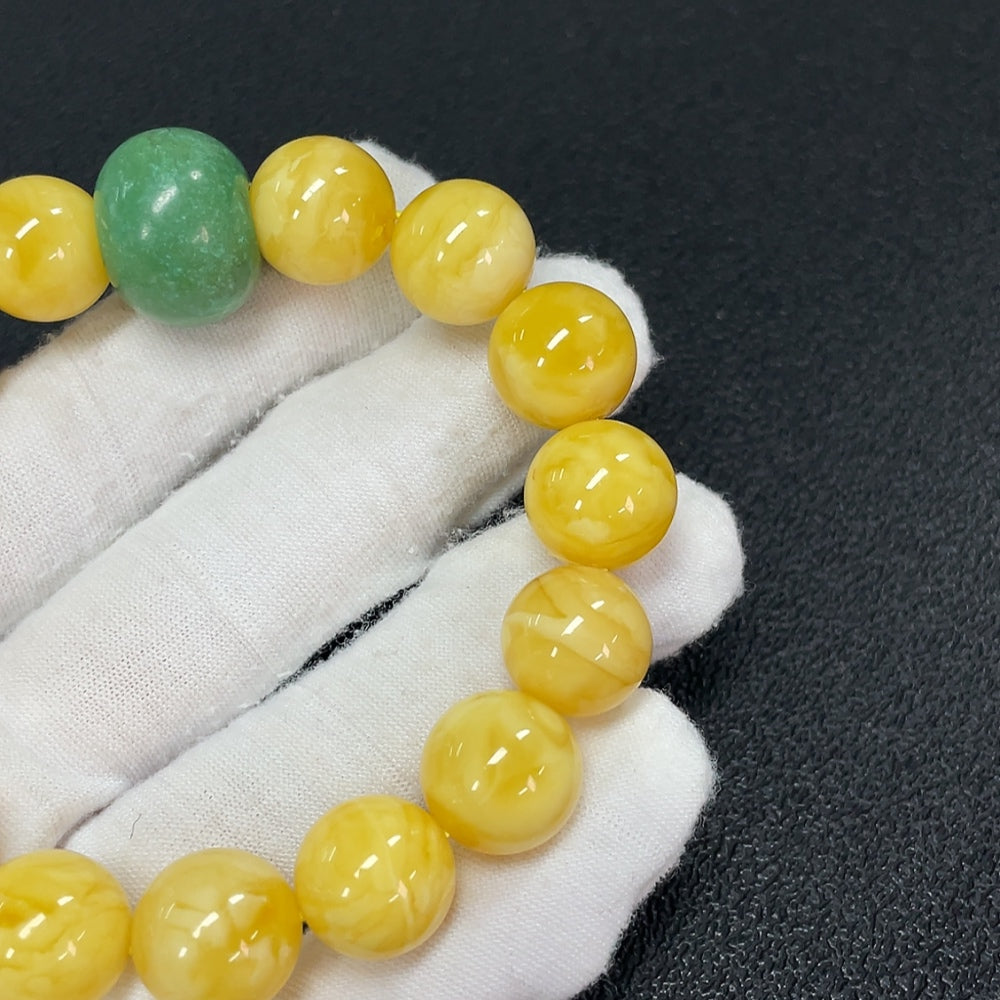 Amber and Beeswax Bracelet with Non-Natural Accent Stones, Total Weight Approx. 26.05g, Size About 13mm