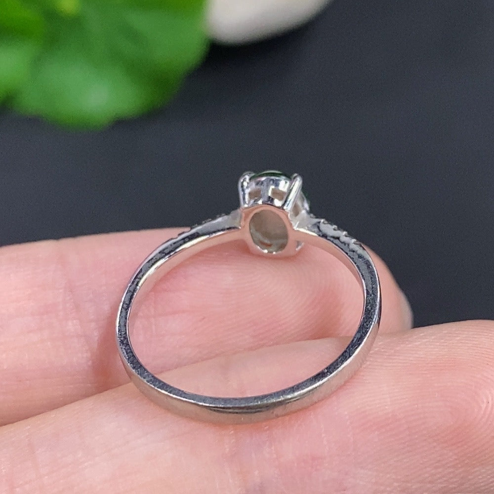 Jadeite Cabochon Ring with 18K Gold and Diamond Accents