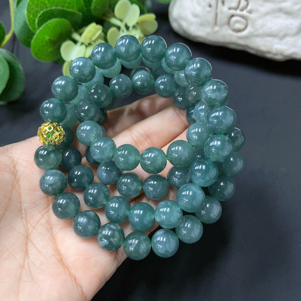 Jadeite bead necklace approx. 9.6mm (accessory without gold)