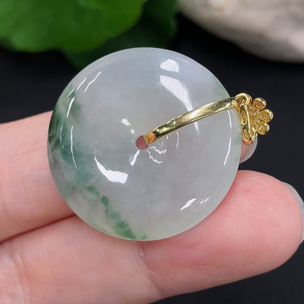 Jadeite safety buckle pendant 18K gold total weight about 8.3g (with diamond accents)