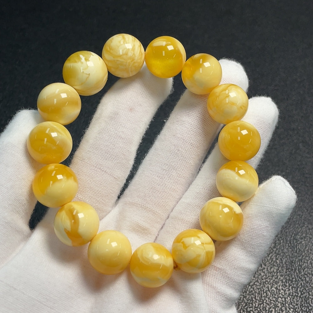Amber Beeswax Bracelet, ., Size . 15.2mm | Huiliu Certified