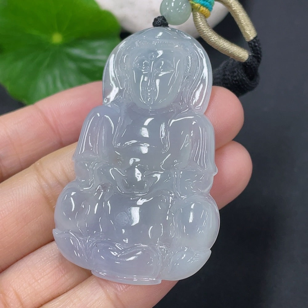 Jadeite Pendant Guanyin . with Rope | Huiliu Certified