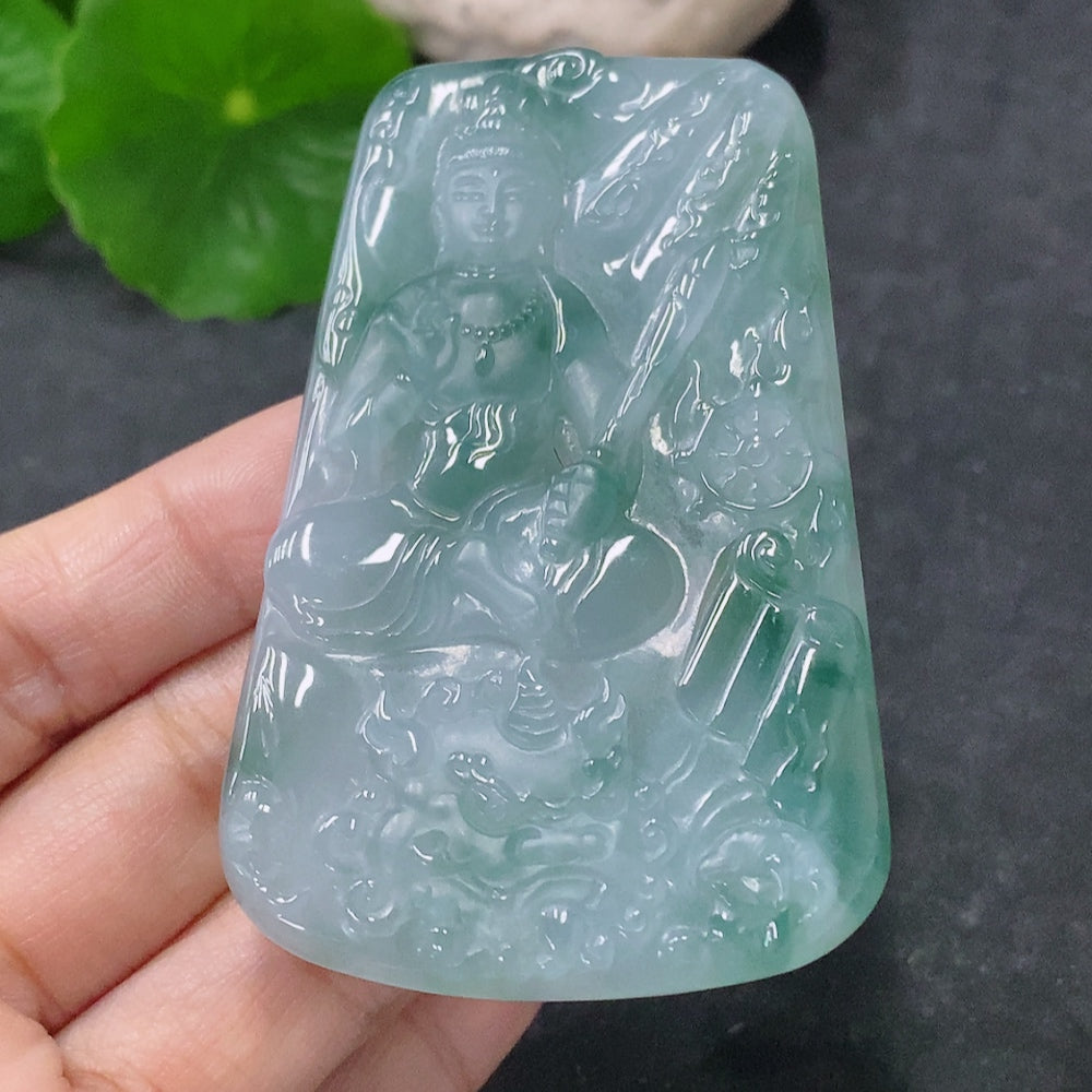 Jadeite Manjushri Bodhisattva Pendant Total Weight Approx. 41.5g