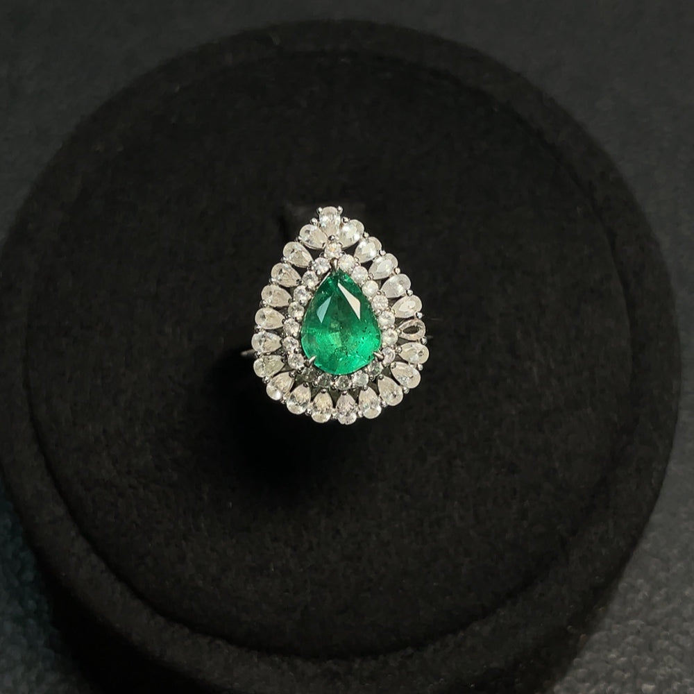 HUILIU HQ 18K emerald ring and pendant convertible gemstone jewelry, size 12, clarity enhanced, total weight 4.59g.