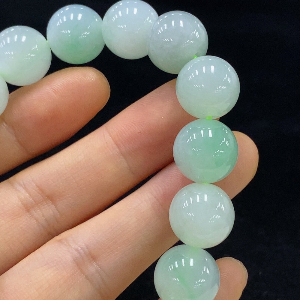 Jadeite Bracelet . 12.8mm . | Huiliu Certified