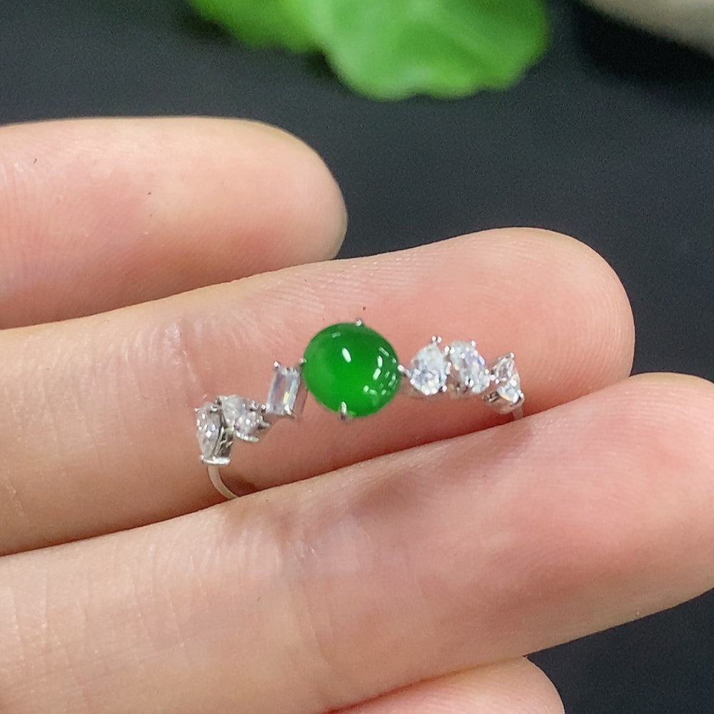 Jadeite Cabochon Ring 18k No Diamond Size 12 Total Weight Approx. 1g