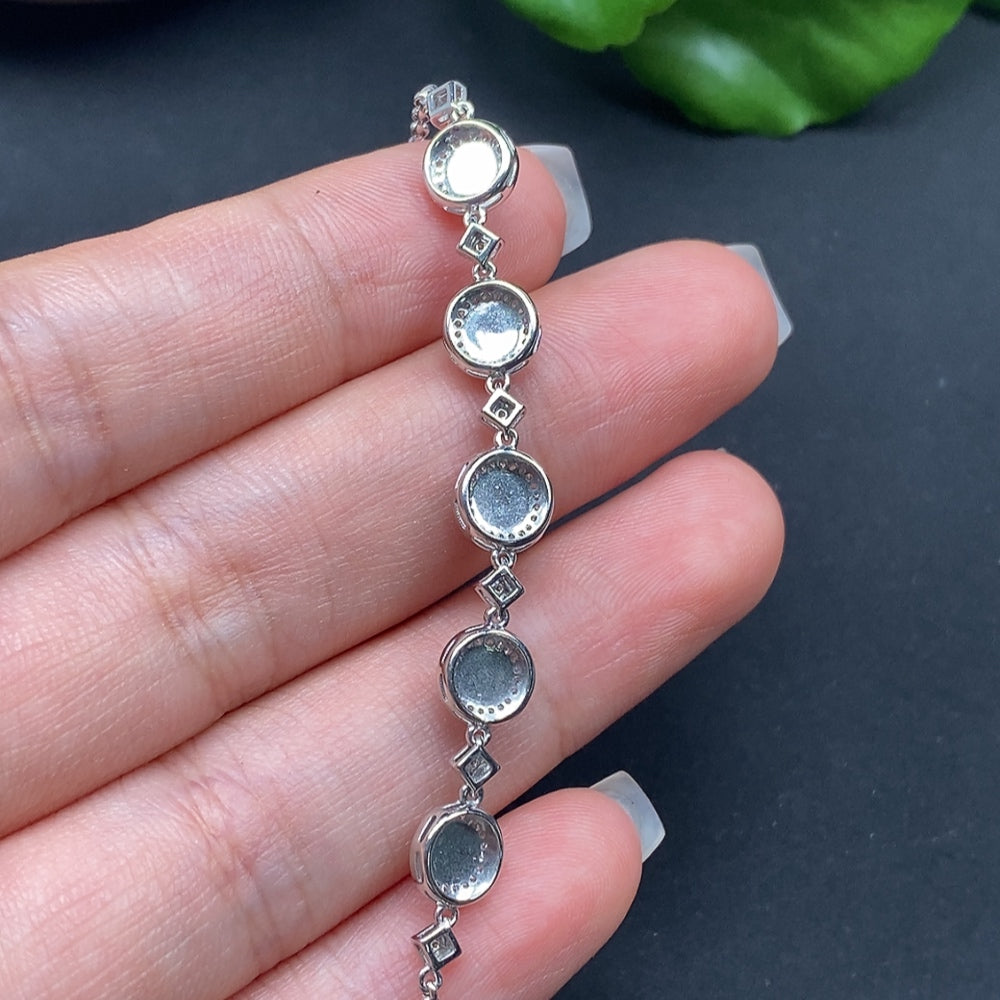 Jadeite Inlaid Bracelet with Diamond Accents 18k