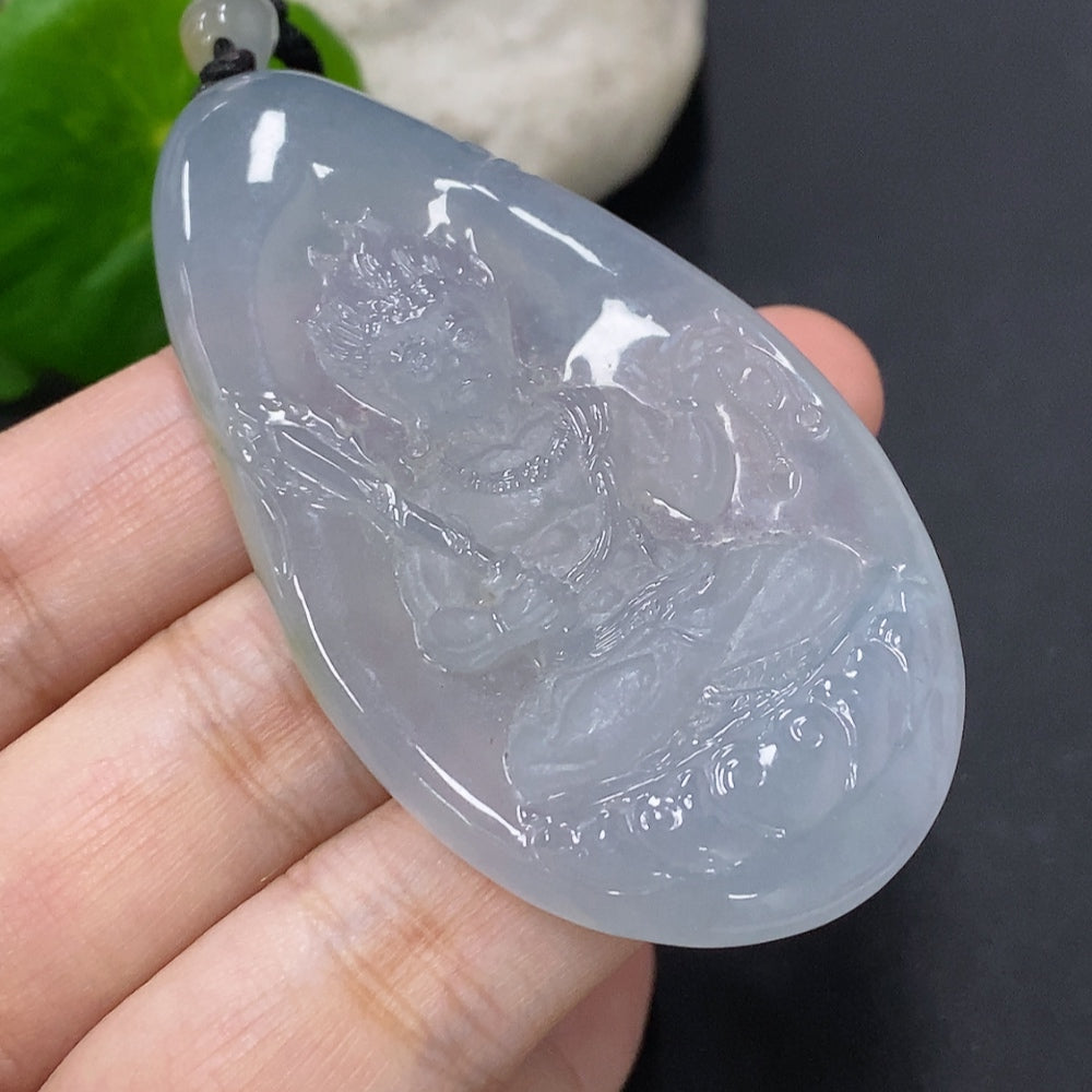 Jadeite Fudo Myoo Pendant with a total weight of approximately 35.1g including the rope (with collection certificate)