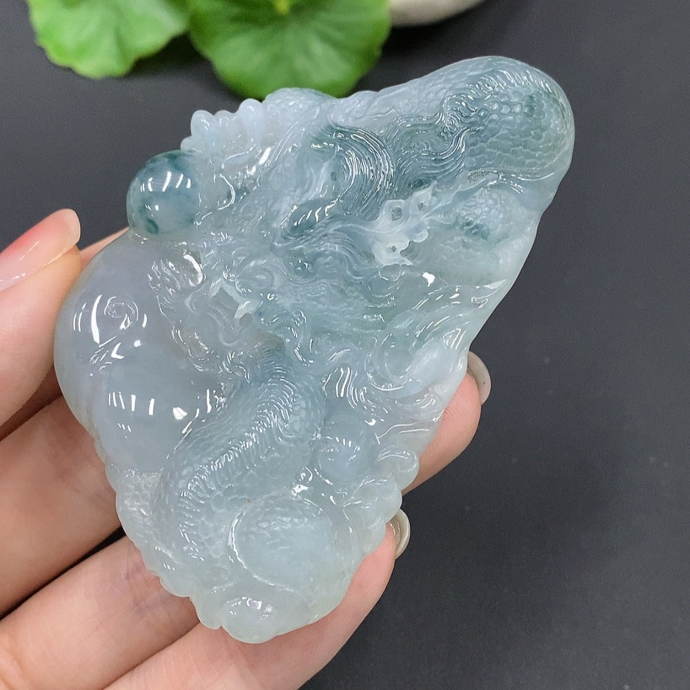 Jadeite Dragon Soaring the World Pendant, Total Weight 90.993g