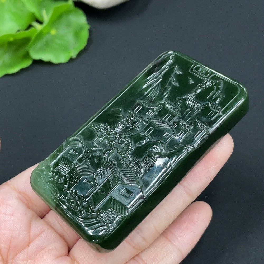 Hetian Jade Pendant Landscape Plaque Total Weight: Approx. 85.2g