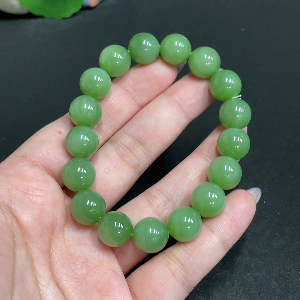Hetian Jade Bead Bracelet, . 11.6mm, about | Huiliu Certified