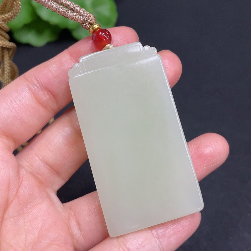 Hetian Jade Pendant Antique Plaque Total Weight (including rope) 43g