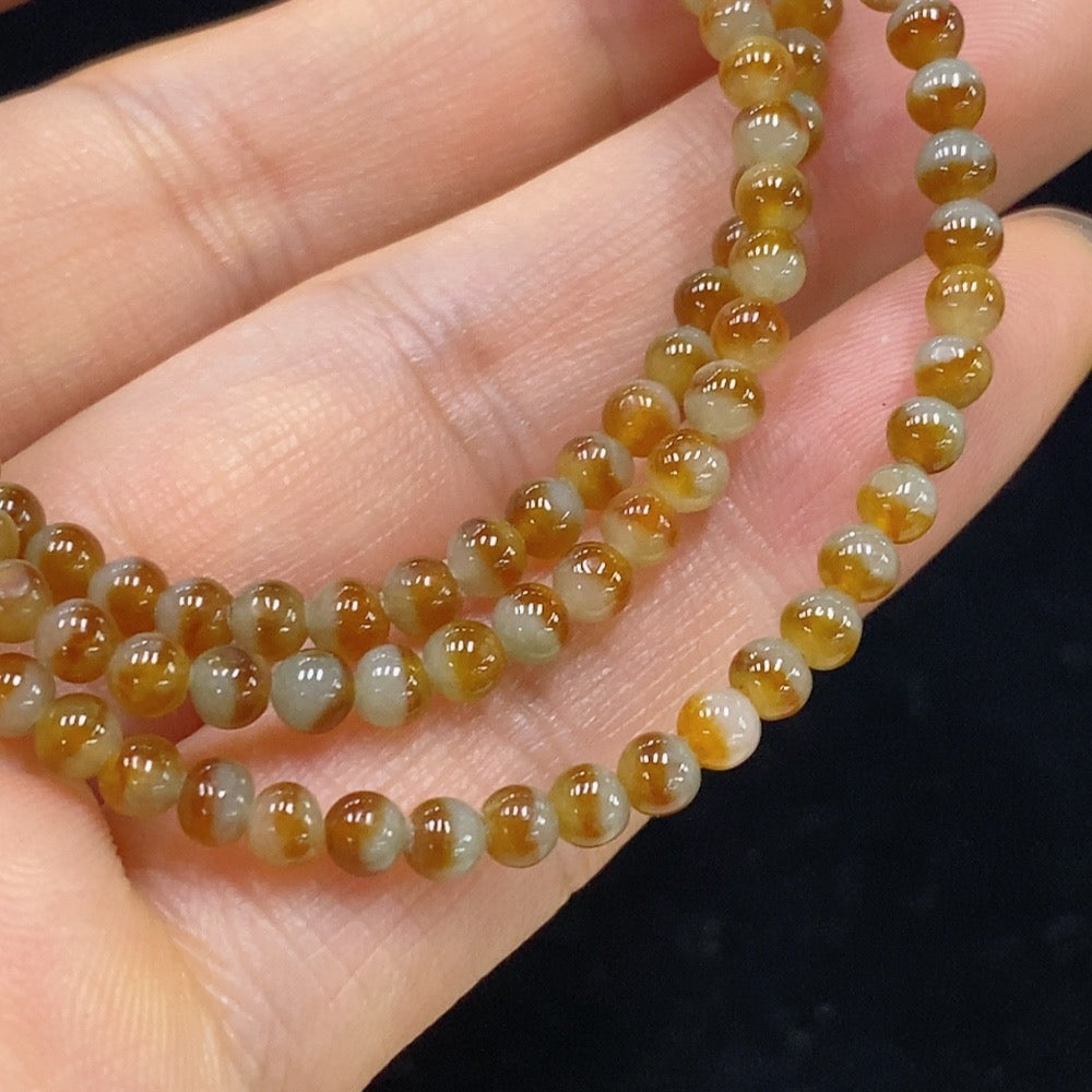 Jadeite Bead Necklace . 3.5mm . (Non- Inlaid) | Huiliu Certified