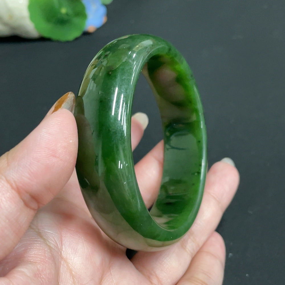 Hetian Jade Jasper Round Bracelet Size 61.3 Total Weight Approx. 87.3g