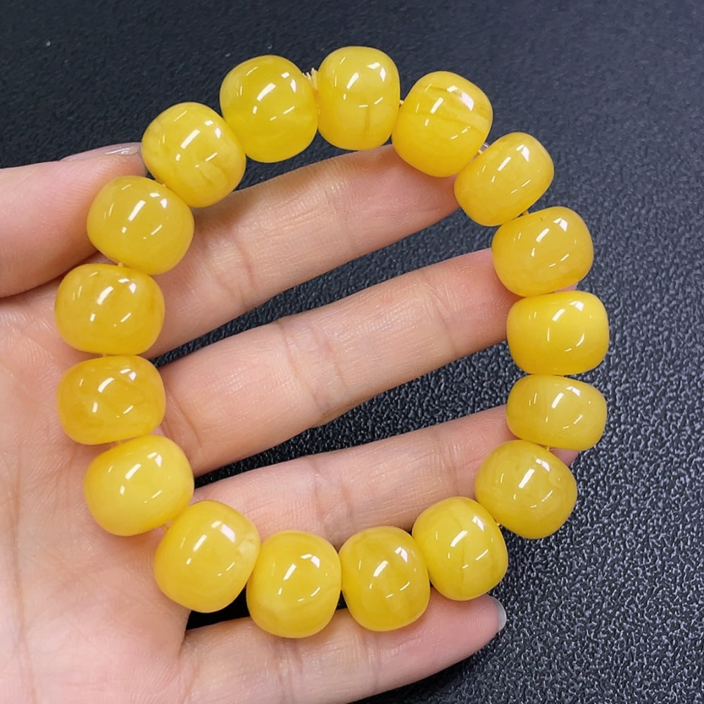 Amber Beeswax Bracelet Total Weight Approx. 28.18g Size About 14.3mm