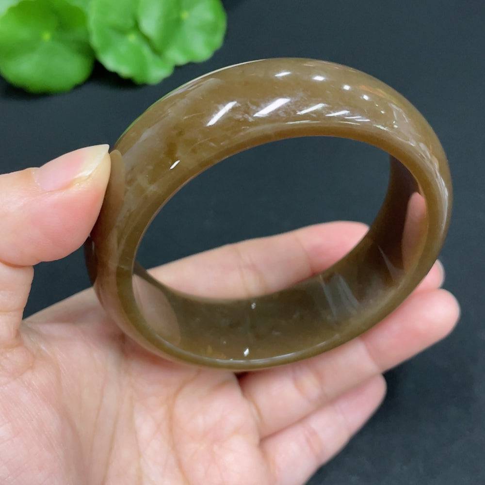 Hetian jade round bracelet by HUILIU HQ with a size of 59.3cm and weight of 89.5g, showcasing smooth, polished jade beads.