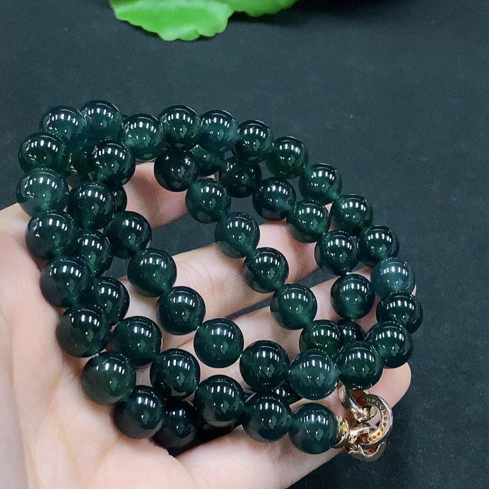 Jadeite Bead Necklace Approx. 9.5mm Total Weight Approx. 95.53g Non-Gold-Inlaid
