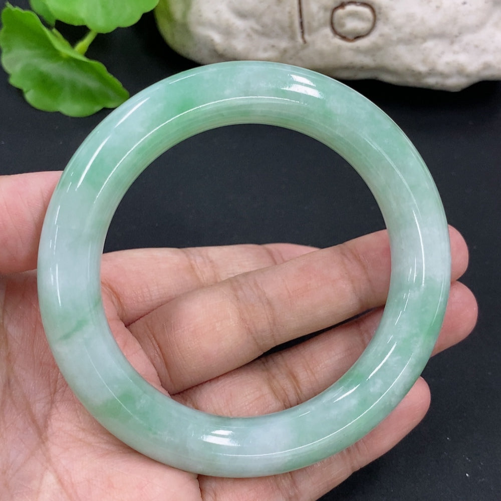 Jadeite Round Bangle, Total Weight Approx. 71g, Size 55.8