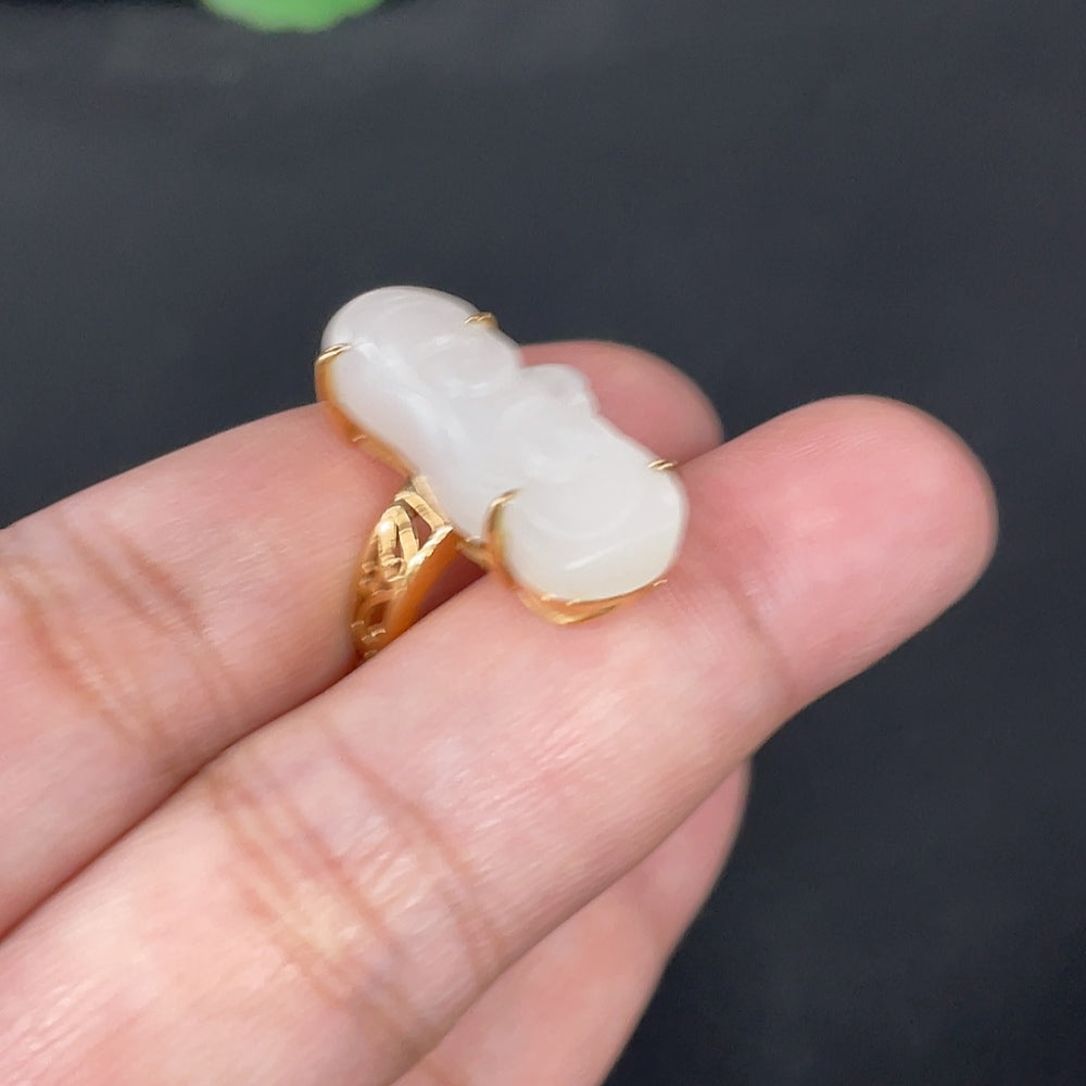 Hetian Jade Inlaid Ring Ruyi . | Huiliu Certified