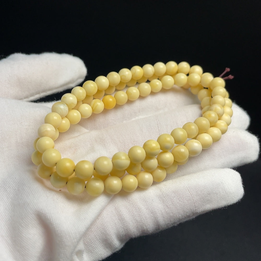 Amber Honey Bead Necklace by HUILIU HQ featuring 6.2mm amber beads, natural amber jewelry, Huiliu certified.