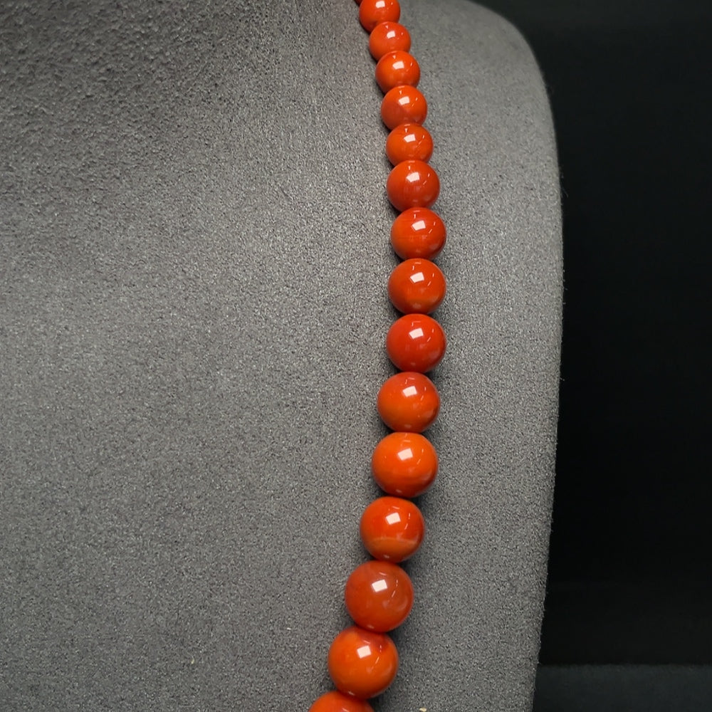South Red Agate bead necklace by HUILIU HQ featuring organic matter, 5.3-14.1mm gemstones, weighing 53.62g, non-gold gemstone jewelry.