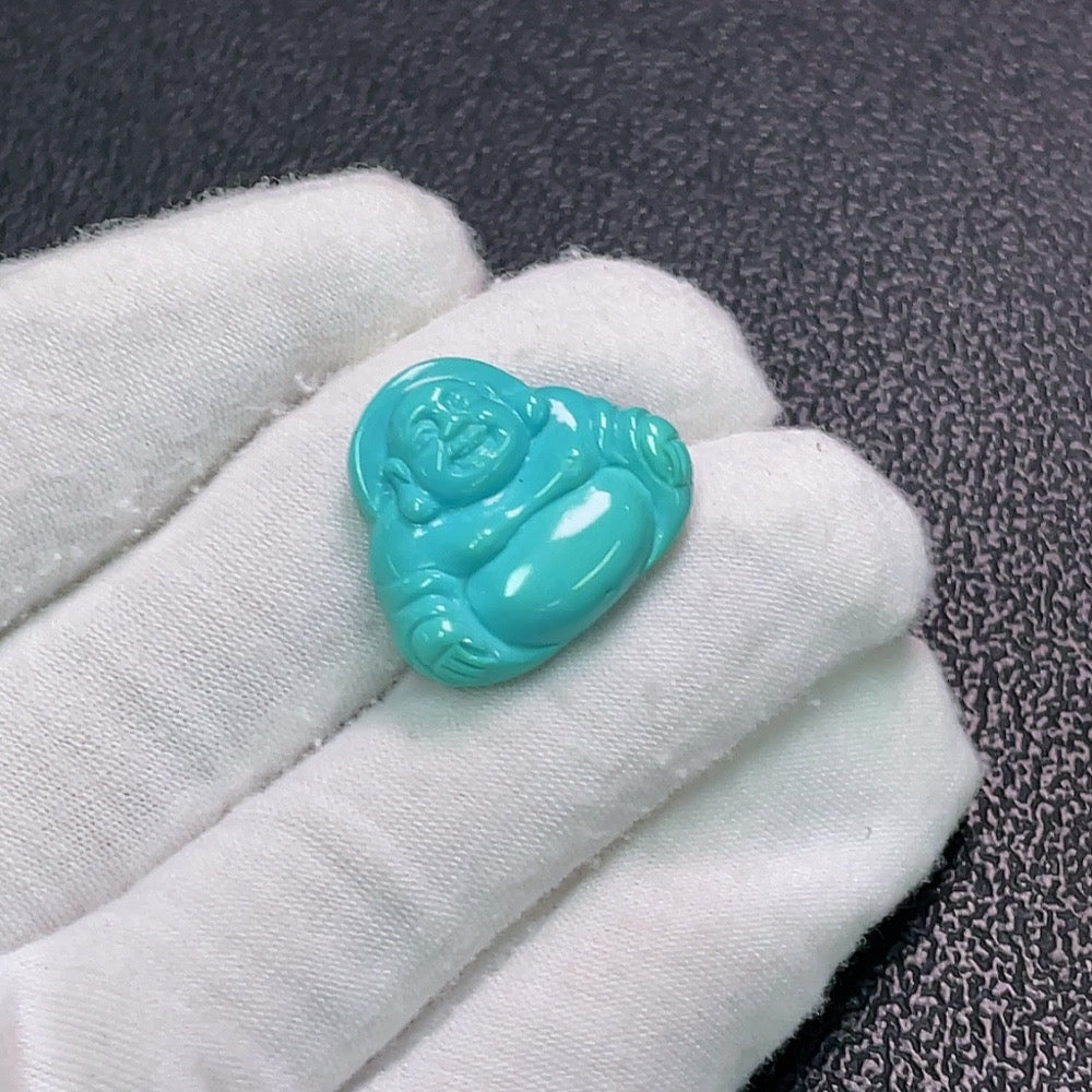 Huiliu turquoise inlay gemstone with mineral components, approximately 4.43 grams, natural color, certified by HUILIU HQ.