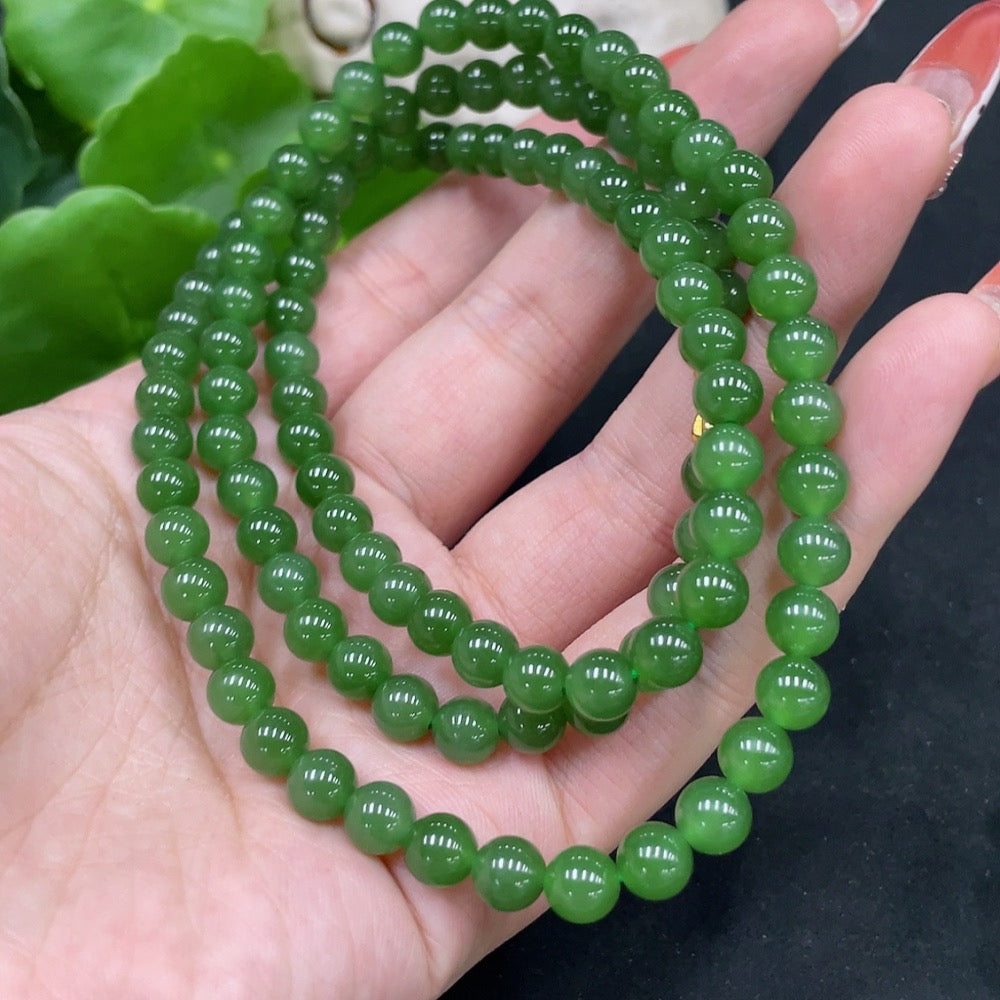 Huiliu Hetian jade Jasper bead necklace with 6mm round beads, showcasing natural jade and Jasper stones in a stylish jewelry piece.