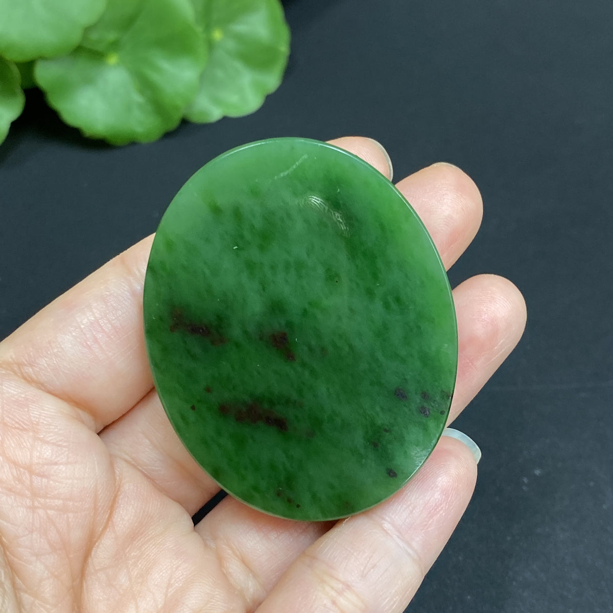 Huiliu certified Hetian Jade Jasper pendant featuring a smooth, plain jade design, showcasing natural green and brown tones.
