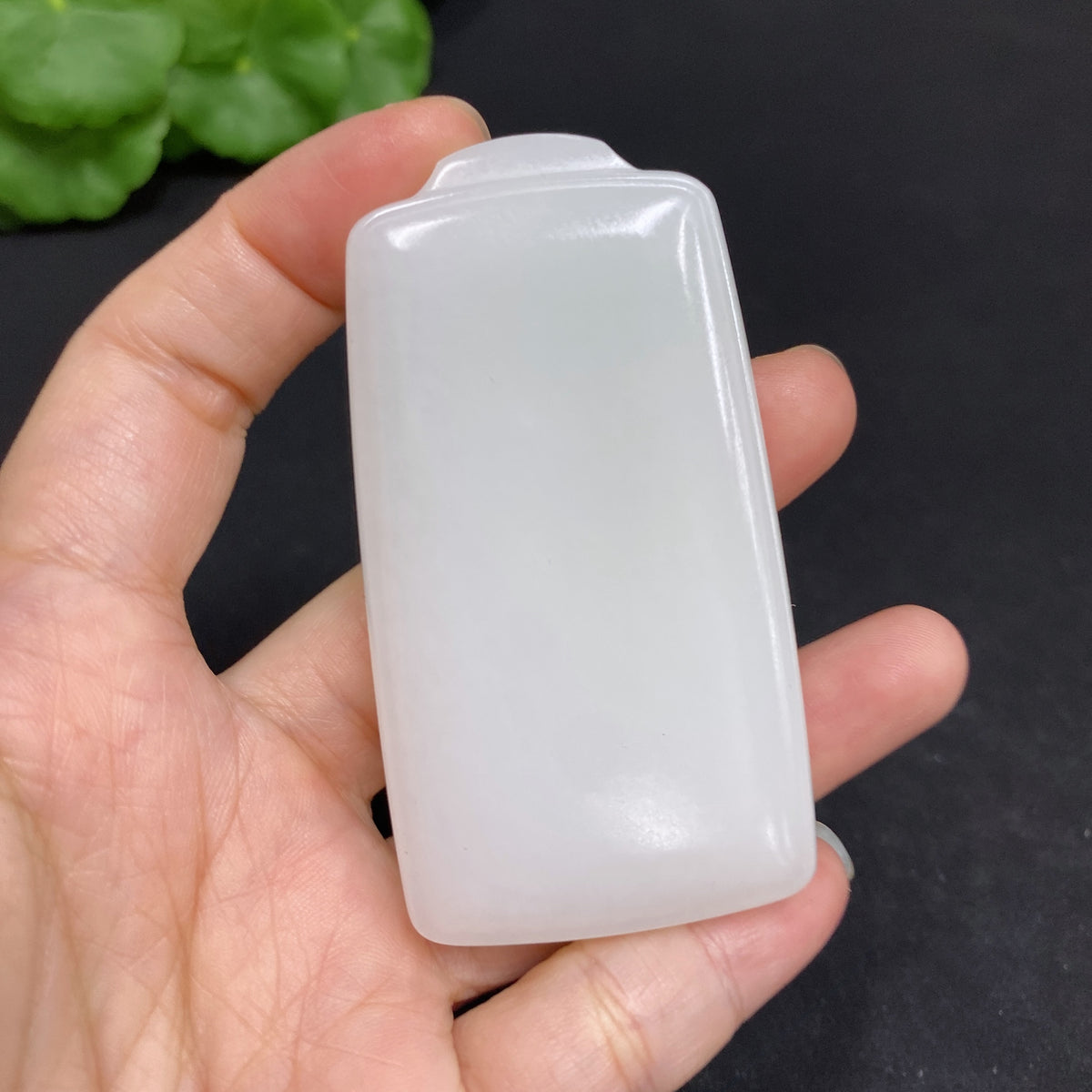 Huiliu Certified Hetian Jade Pendant, plain smooth jade jewelry piece with natural green tones, elegant and polished.