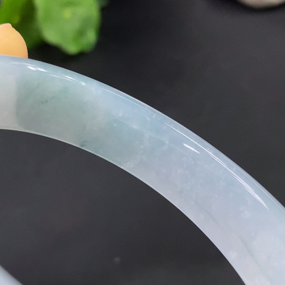 HUILIU HQ Imperial Concorde Jadeite Bangle, 56.5mm/50mm, 52.826g, featuring smooth green jade surface and elegant design