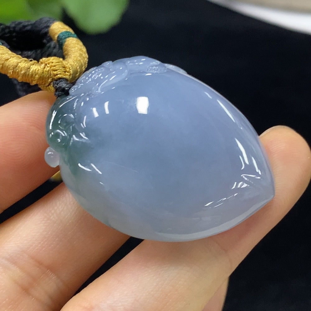 Jadeite "Auspicious Monkey Offering Longevity" pendant by HUILIU HQ, featuring a detailed jadeite carving of a monkey symbolizing good fortune.