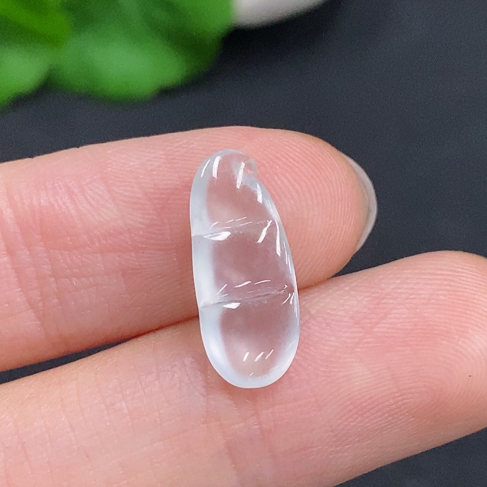 Jadeite Blessing Bean Pendant in jade, crafted by HUILIU HQ, featuring a smooth, polished bean-shaped design with intricate details.