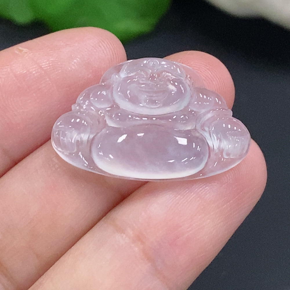Jadeite Buddha inlay piece from HUILIU HQ, weighing approximately 3.1g, showcasing detailed jade craftsmanship and serene Buddha design.