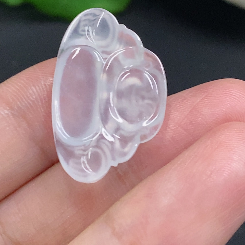 Jadeite Buddha inlay piece from HUILIU HQ, crafted in green jade with detailed Buddha design, weighs approximately 3.1 grams.