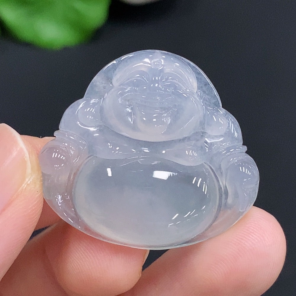 Jadeite Buddha pendant from HUILIU HQ, carved from green jade, weighing approximately 7.3g, featuring a detailed Buddha figure.
