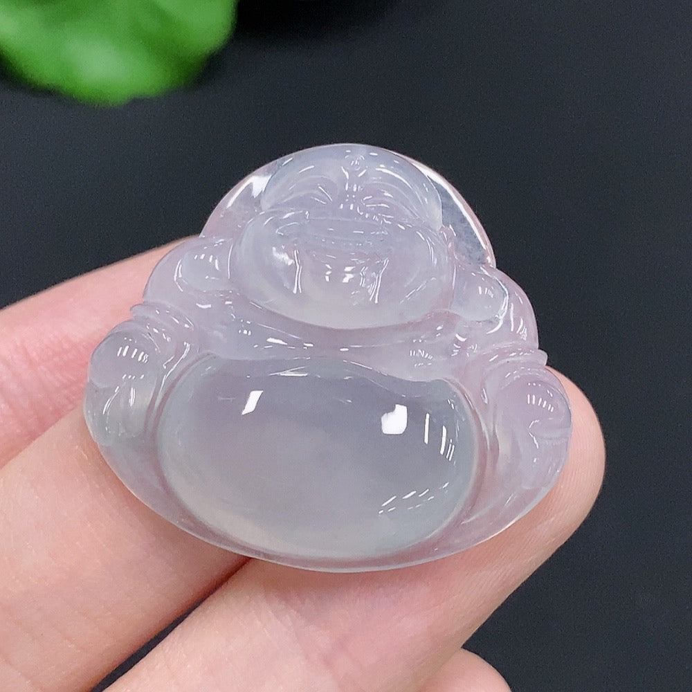 Jadeite Buddha pendant from HUILIU HQ, carved from green jade, weighs approximately 7.3 grams, featuring intricate Buddha design.