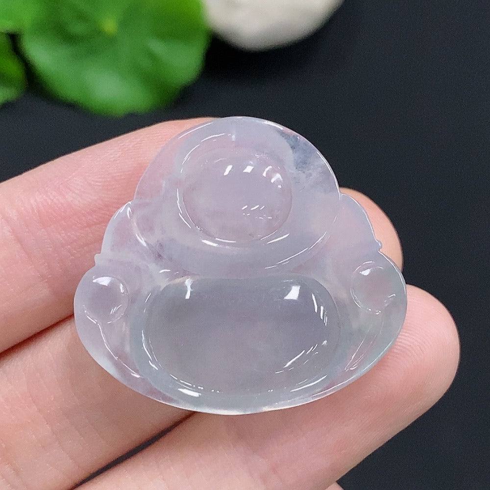 Jadeite Buddha pendant from HUILIU HQ, showcasing a detailed carved Buddha figure in vibrant green jade, weighs approximately 7.3g.
